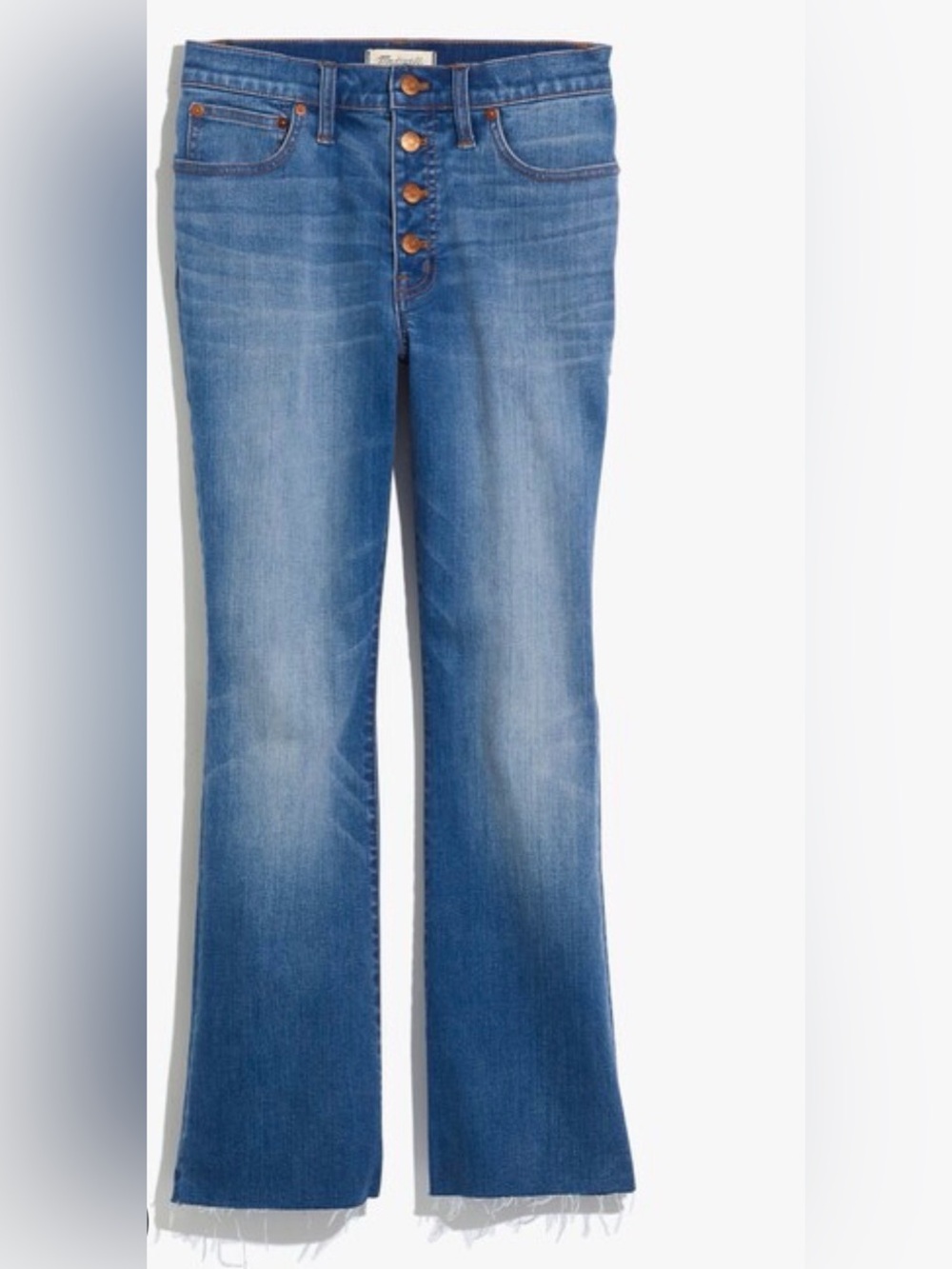 Madewell cali Demi boot jeans raw hem size 26 length 36.5” in seam 26” waist 27”